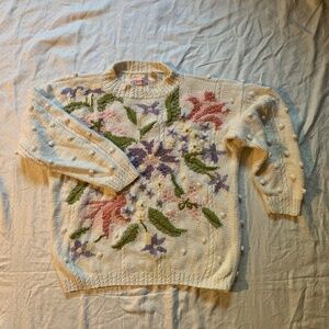 Venezia pullover knit chunky floral sweater, size 18/20